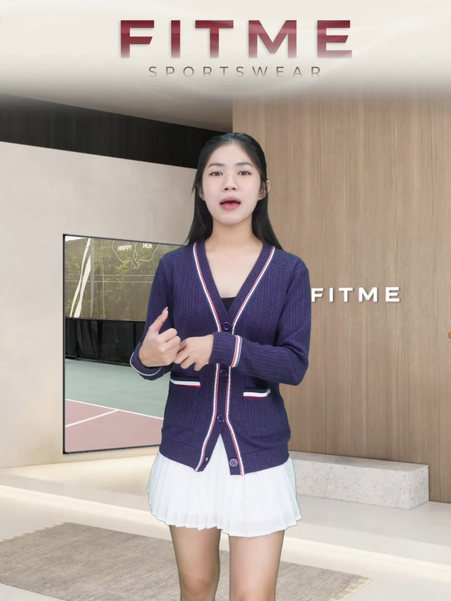 Thanh lịch như một nàng thơ sân tennis với cardigan dệt nhẹ, chân váy xếp ly và năng lượng tươi tắn #fitmesportswear #tennis #pickleball #FitmeStyle #SportyChic #dotapfitme #fitmedotap #xuhuong