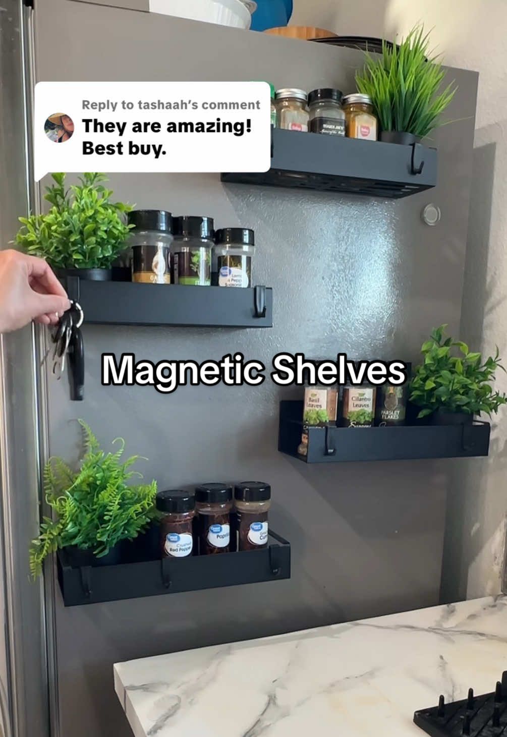 Replying to @tashaah These magnetic shelves turned my fridge into functional storage and made it cuter. Super strong and no tools needed. #MagneticRacks #fudorahome #MinimalKitchen #TikTokShopFinds #FridgeGlowUp #KitchenHack #MagneticRacks #SmallSpaceStyle #KitchenAesthetic #SpiceStorage #Dealsforyoudays #HomeHacks @FUDORA 