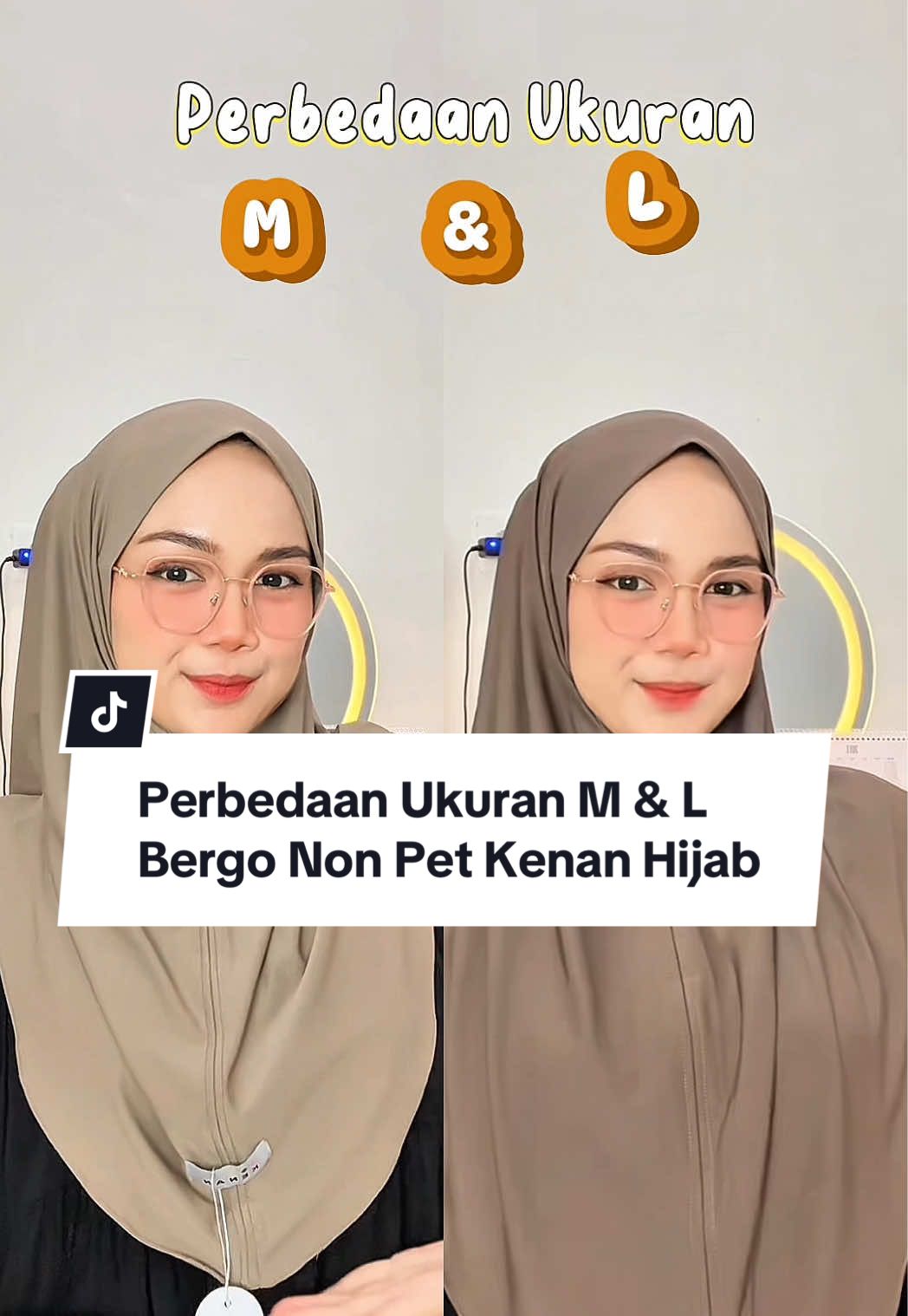 Perbedaan ukuran M & L bergo non pet @KENAN HIJAB INDONESIA #bergononpet #kenanhijab #bergomurah 