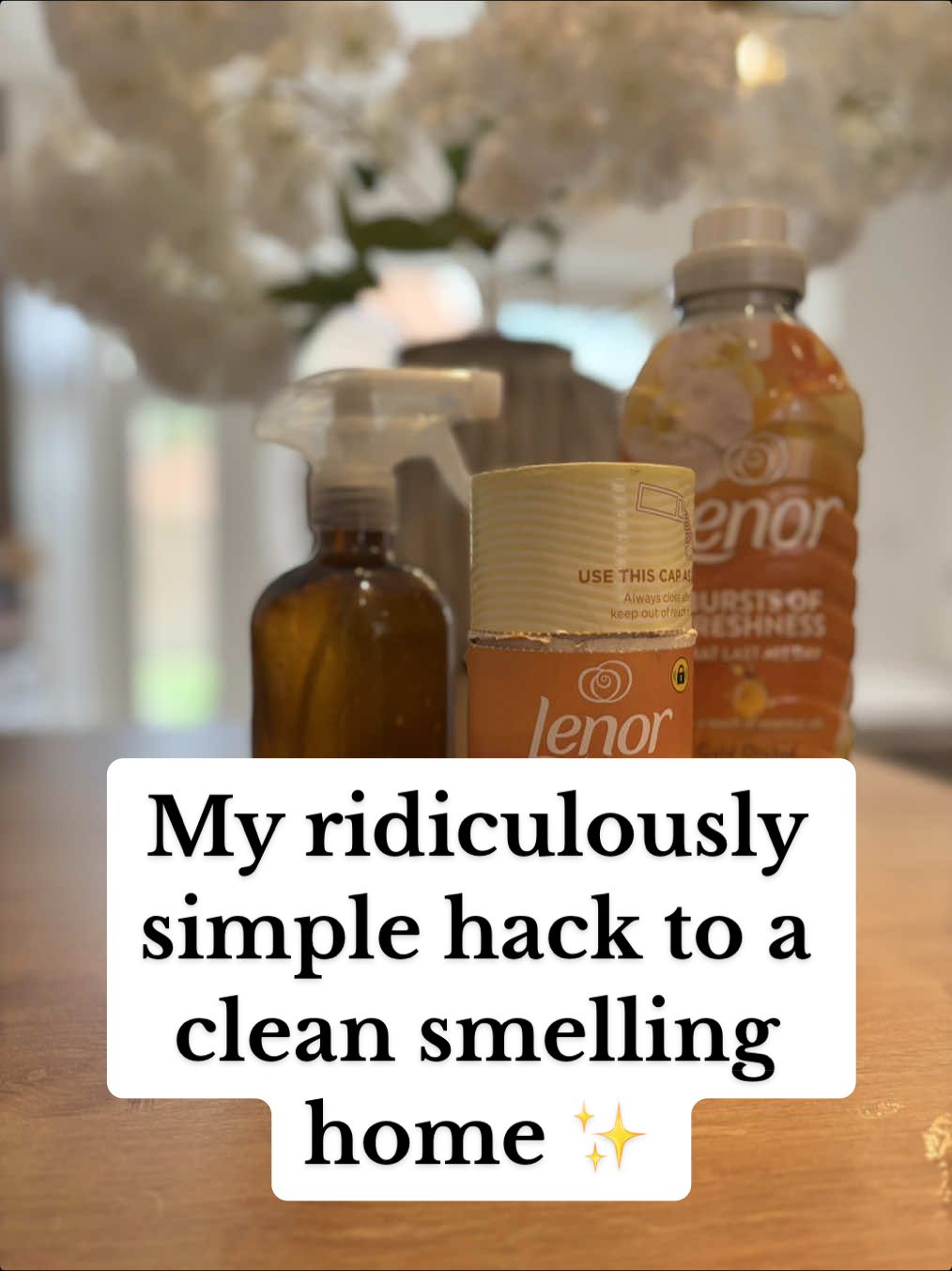The secrets out! 🤫 We always get compliments on how good our home smells...and this is why! Our secret little hack to make your home smell like freshly washed laundry 🧺  ✨Spray bottle ✨Fabric softener ✨Scent boosters ✨Warm water And that’s it! ✔️  Give it all a shake and vou'll have the most gorgeous smelling home within minutes that lasts for hours 🧺 #cleaninghacks #diyhacks #cleanhomemagic #freshsmellinghome #fabricspray #diycleaningproducts #freshandclean