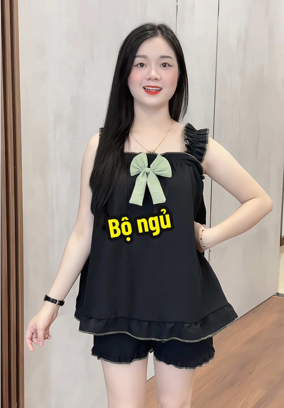 Bộ đồ ngủ nữ gắn nơ đơn giản #bongu #review #thoitrangnu #huongmalum 
