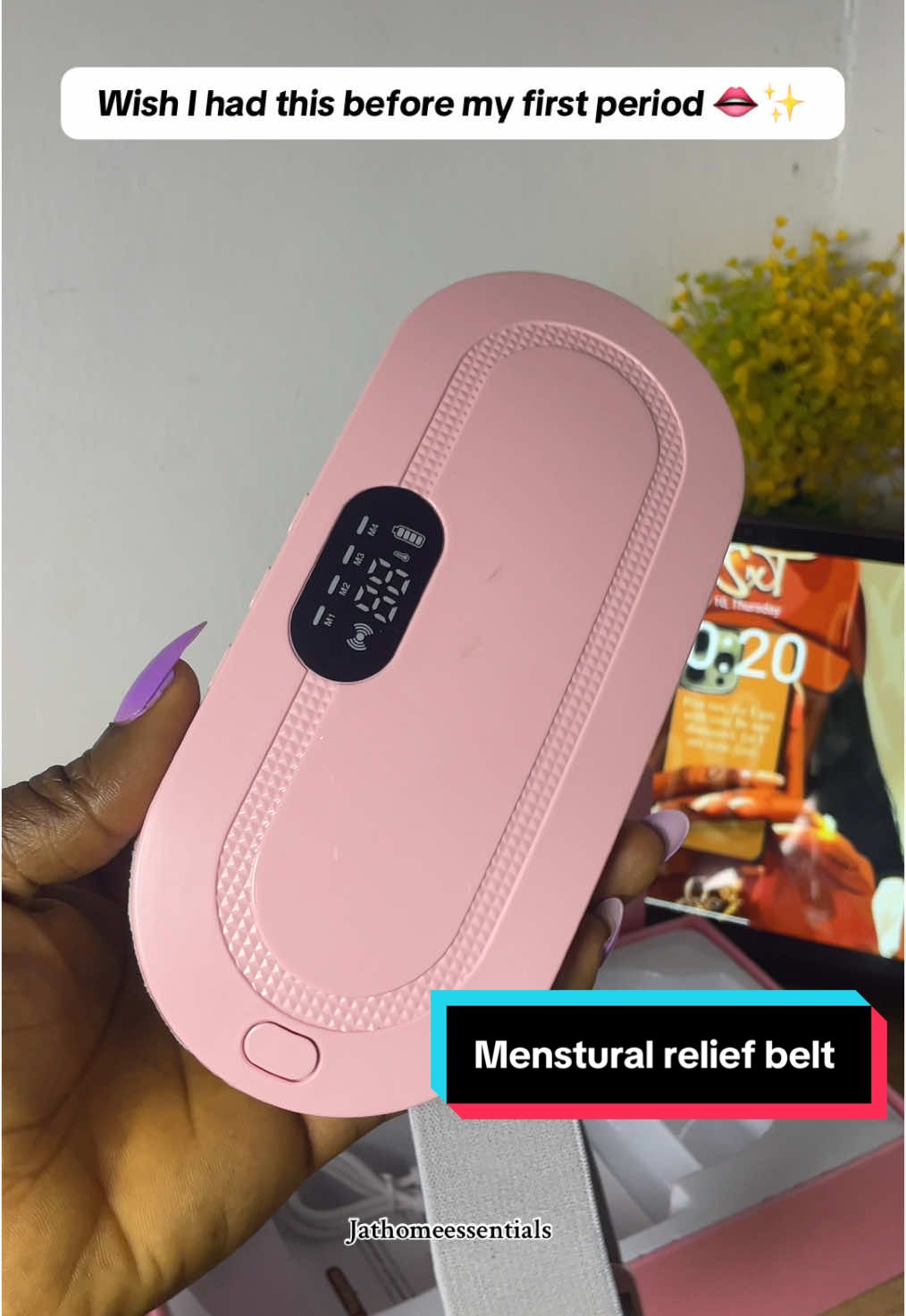Goodbye cramps with our period care menstural massage belt with four temperature frequency to give you comfort and relief on your special days  Menstural relief massage belt available as seen  #ForYouPage #TikTokFinds #HomeEssentials #Jathomeessentials #PainReliefGadget #PeriodPainRelief #CrampsBeGone #FYPForGirls #TikTokMadeMeBuyIt #PeriodHack