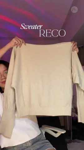 Obsessed with this korean off-shoulder top!🤍 #longsleeve #sweater #knittedtop #offshouldertop 