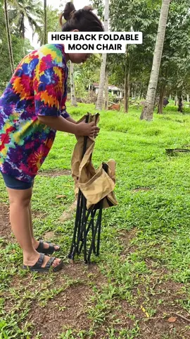 Ito talaga ang klase ng camping chair ang hinahanap ko yung pwede ka makatulog dahil may sandalan na sa likod #moonchair #foldablechair #campingchair #portablechair #highbackcampingchair #highbackchair 