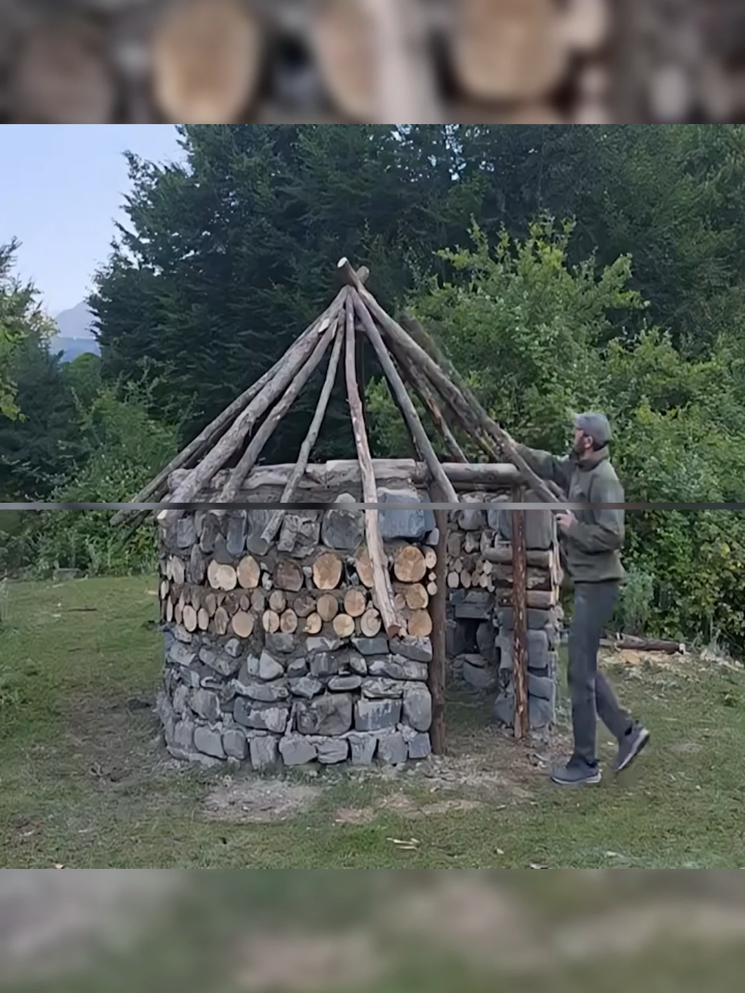 Build a stone house in the wilderness Part 2 #bushcraft #Outdoors #outdoor #camping #build #shelter #viral #fyp #survivor