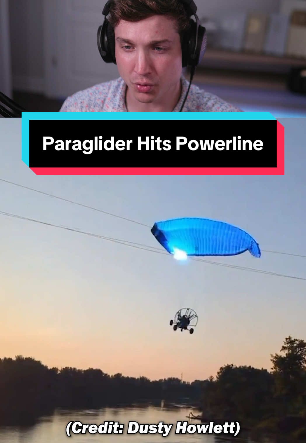 Paraglider Hits Powerline! Credit: @LaughingWithoutSmiling #aviation #news #paraglider #accident 