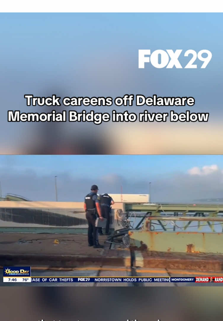 TRUCK CAREENS OFF BRIDGE: Crews are searching for a tractor trailer cab that crashed through a wall on the Delaware Memorial Bridge and careened into the Delaware River below.