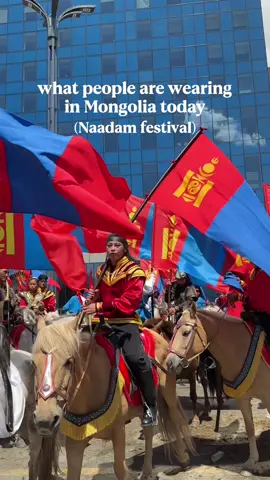 This is what Mongolians are wearing during Naadam this year! Love how everyone is wearing their traditional dress!  . . . . . . . Naadam festival, Naadam Mongolia, what is Naadam festival like #adventuretravel #solotravel #asiatravel 