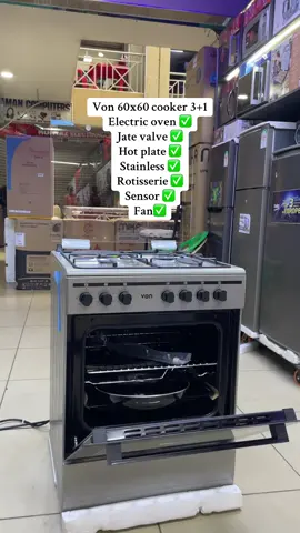 Von (60x60cm) cooker 3+1 Electric oven,jate valve,hot plate,stainless steel,rotisserie chicken,sensor &fan#kenyantiktok🇰🇪 #nairobitiktokers #viralvideos #videoviral #von #cooker 