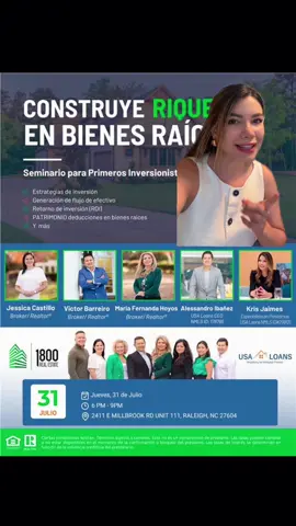 Amigos de #NorthCarolina #Raleigh los esperamos en nuestro seminario gratuito para inversionistas en bienes raíces en donde aprenderemos estrategias de inversión, estrategia de impuestos, cómo aumentar nuestro portafolio de propiedades para la renta, refinanciamientos, Fix And Flips, Fix & Hold y mucho más. Este es el link para que se registren y reserven en su lugar ya! https://www.eventbrite.com/e/construye-riqueza-en-bienes-raices-tickets-1448303176789?aff=oddtdtcreator #Seminario #Free #NC #RealEstate #Casa #CashFlow #Inversiones #Latinos #US 