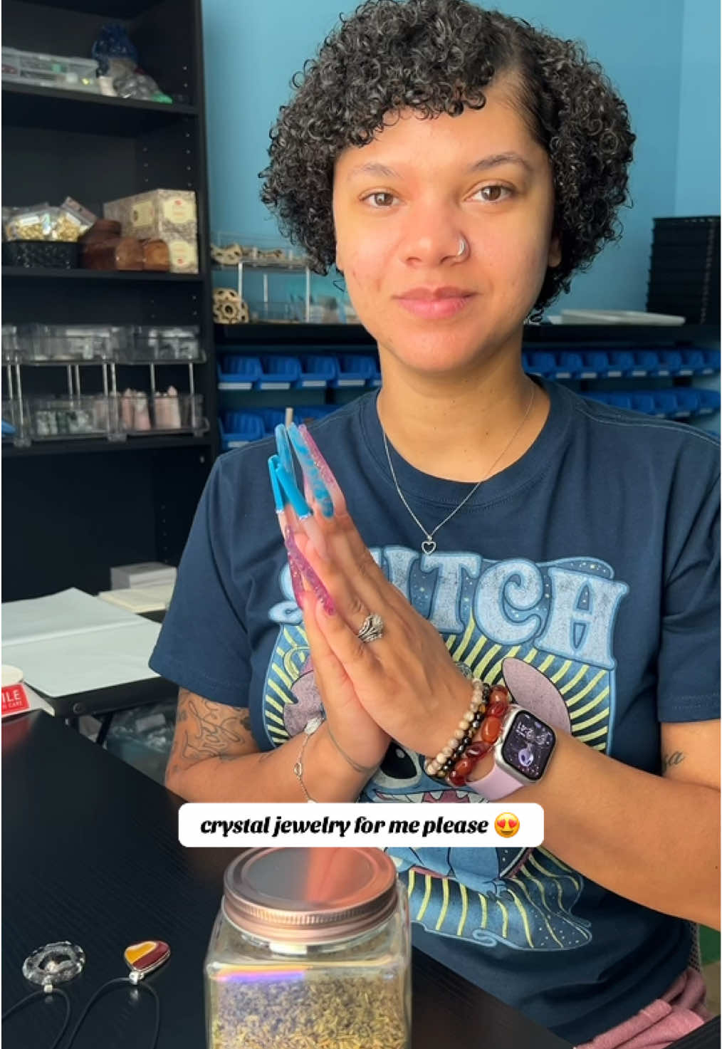 my mommy started my crystal collection when i was a child &. it’s beautiful to see how my interest have changed over the years 🥰 i unintentionally created a bracelet stack with my most favorite crystals &. that just made my day! #crystaljewelry #crystalpendant #crystalbracelet #crystalshop 