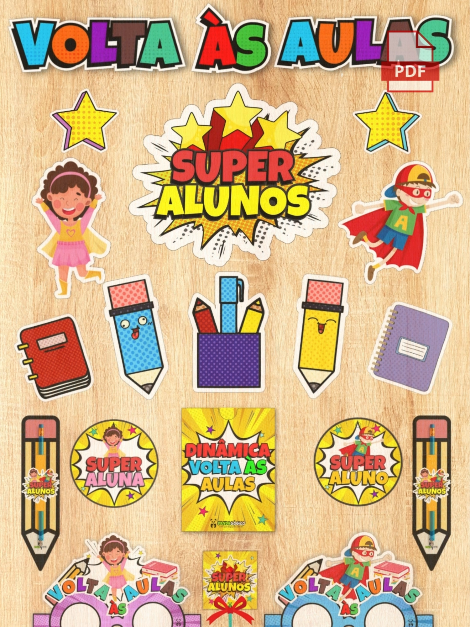 🎉 Kit Volta às Aulas Super Alunos - Em PDF⤵️  Acesse link na Bio @pandagogico www.pandagogico.com.br ❇️Chegou a hora de dar as boas-vindas aos seus queridos alunos e iniciar um novo ciclo de aprendizado!  ❇️Ideal para portas e paredes pequenas. ##voltaasaulas #educacaoinfantil #educaçãoinfantil #alfabetização #recursospedagógicos