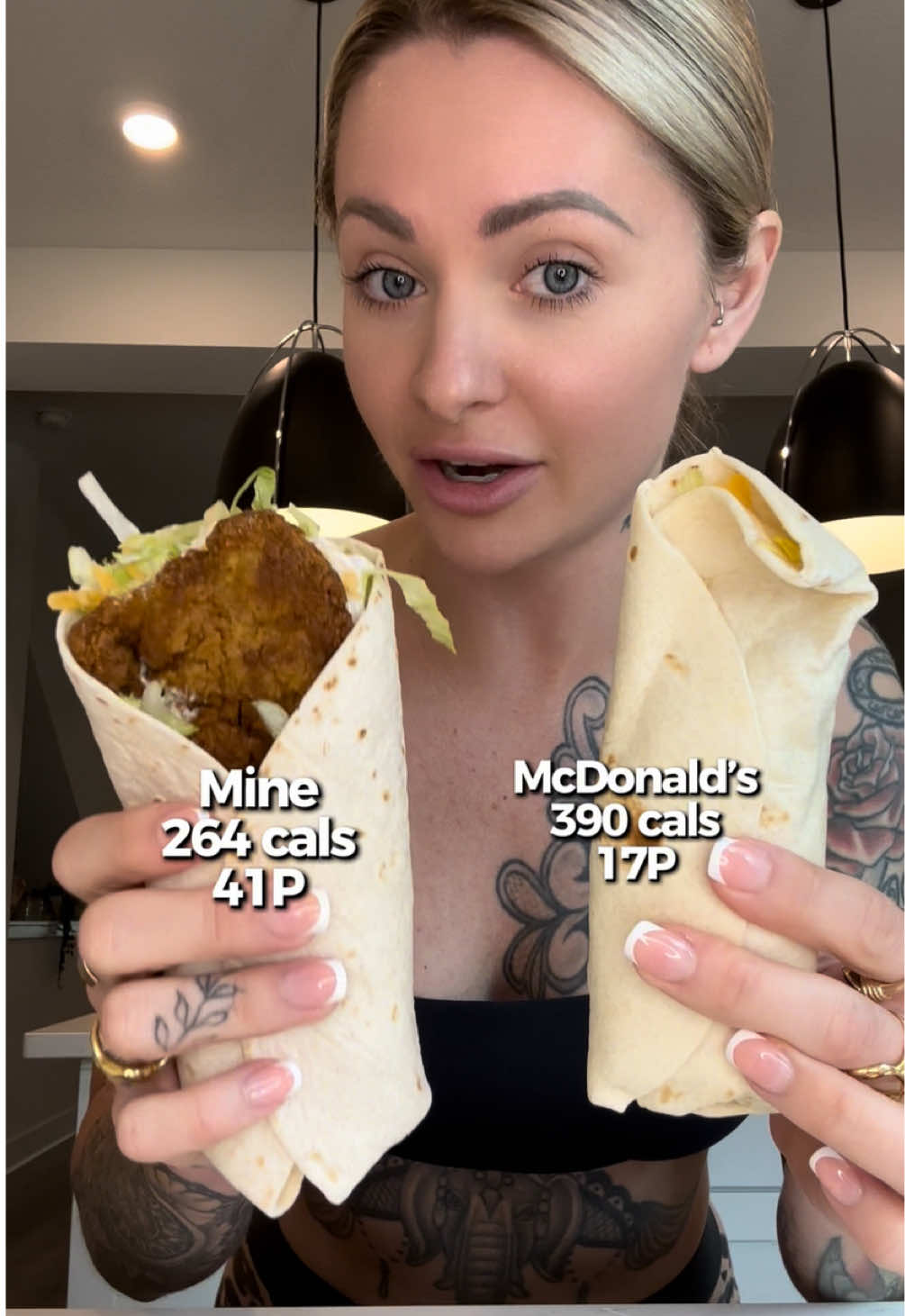 264 Cala, 41g protein McDonald’s Crispy Ranch Snack Wrap DUPE 🔥 Total macros for the wrap: 264 cals, 41P, 27C, 6F MY COOKBOOK IS OUT NOW! Link in bio for purchase! www.trainwithshay.com/cookbook 🥳🥳 Online fitness/nutrition coaching info is linked in my bio! www.trainwithshay.con/programs 💪❤️