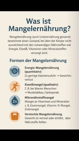 📌 Mangelernährung – kurz erklärt: Mangelernährung bedeutet, dass dem Körper wichtige Nährstoffe wie Energie, Eiweiß, Vitamine oder Mineralstoffe fehlen. Sie kann bei jedem auftreten – besonders gefährdet sind ältere Menschen, Kranke oder sozial isolierte Personen. ❗ Folgen: Schwäche, Muskelschwund, Infektanfälligkeit, längere Heilungsdauer. ✅ Vorbeugung: Ausgewogene Ernährung, regelmäßige Gewichtskontrolle, frühzeitige Ernährungsberatung. #Mangelernährung #Gesundheit #Ernährung #Pflege #Senioren #Vitaminmangel #Prävention #Malnutrition #GesundeErnährung #Medizin