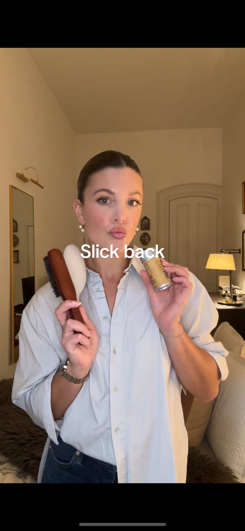 Slick back never fails to be my go to for the office  #slickback #hair #grwm #grwmhair #workhairstyle #fyp 