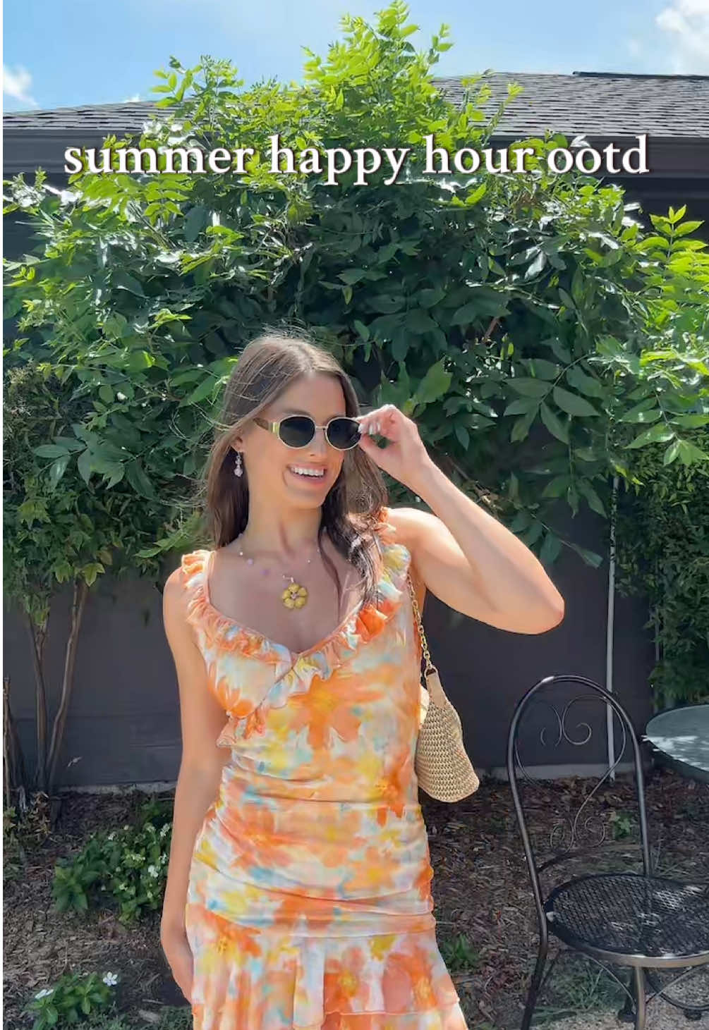 I adore summer fashion! Loving this happy hour outfit ☀️🌼🧡 #OOTD #Summer #outfit #summeroutfit #summerootd #happyhour #florals #creatorsearchinsights 