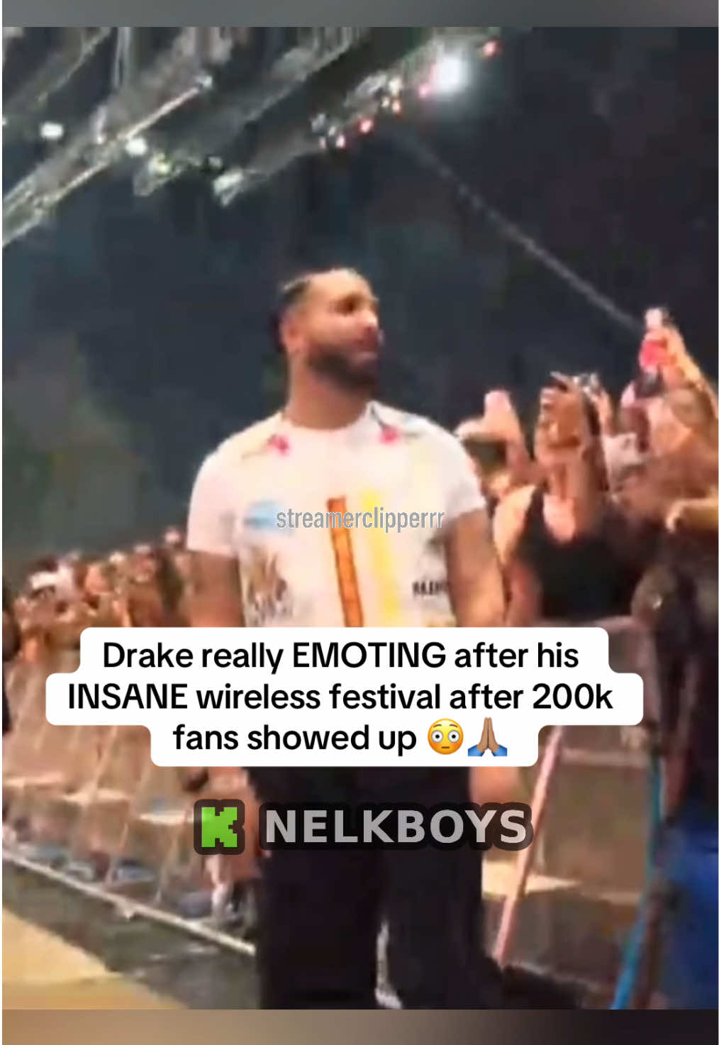 Drake really EMOTING after his INSANE wireless festival after 200k fans showed up 😳🙏🏽#fyp #drake #nelkgang #nelk #nelkonkick #nelkirl #fullsend 