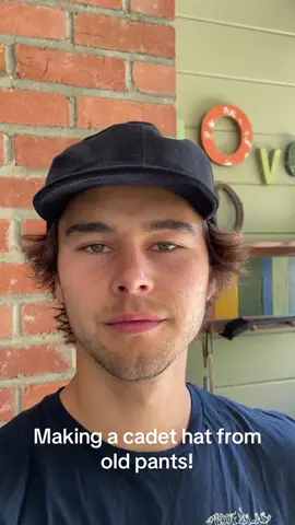 Making a cadet hat from an old pair of pants! #fyp #viral #foryou #trending #diycrafts #sewing 