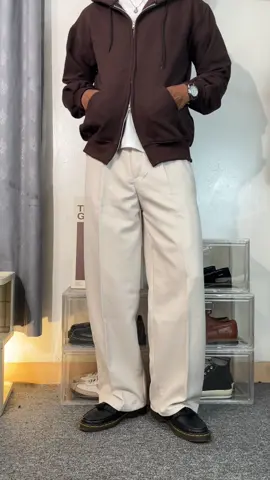 hoodie doble zip+ loose pants= 🥵🔥 #outfitcasual #loosepants #celanaformal #rekomendasioutfit 
