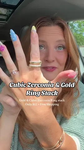 BEAUTIFUL cubic zirconia and gold ring stack!!!  ##goldrings##ringstack##rings##jewelry##ringstacking##dealsforyoudays##dealsforyouday#CapCut 