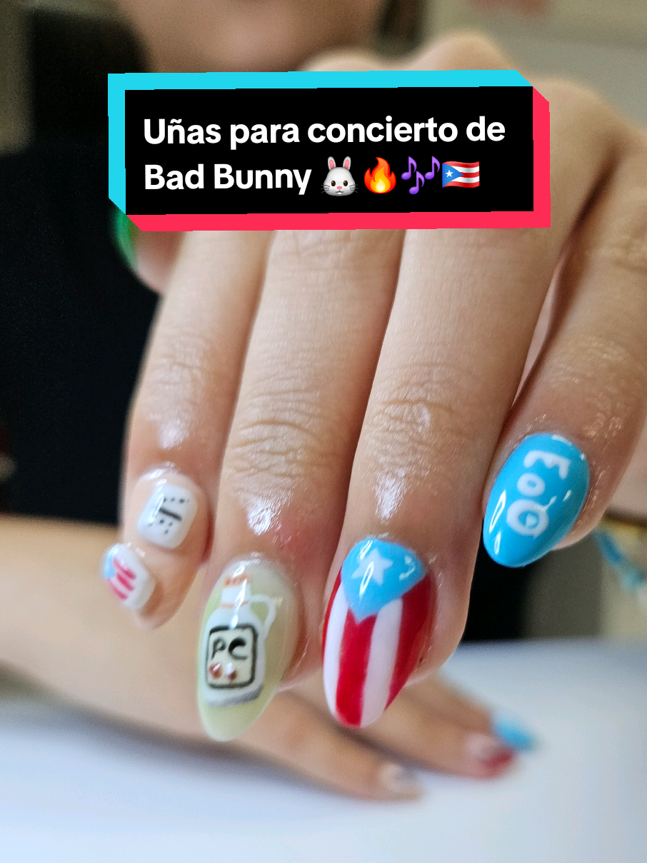 Debí tirar más fotos… pero ya está lista pa’ Bad Bunny 💅📸🐰🇵🇷 #UñasBadBunny #ResidenciaBadBunny #BadBunnyPR #UñasTikTok   #NailTok #NailTechPR #FYP #ParaTi #UñasParaElConcierto   #NailArtTikTok #UñasEstiloBadBunny  #PuertoRicoNails   #NailsOfTikTok #TikTokNails   #BBResidencia2025 #Foryou