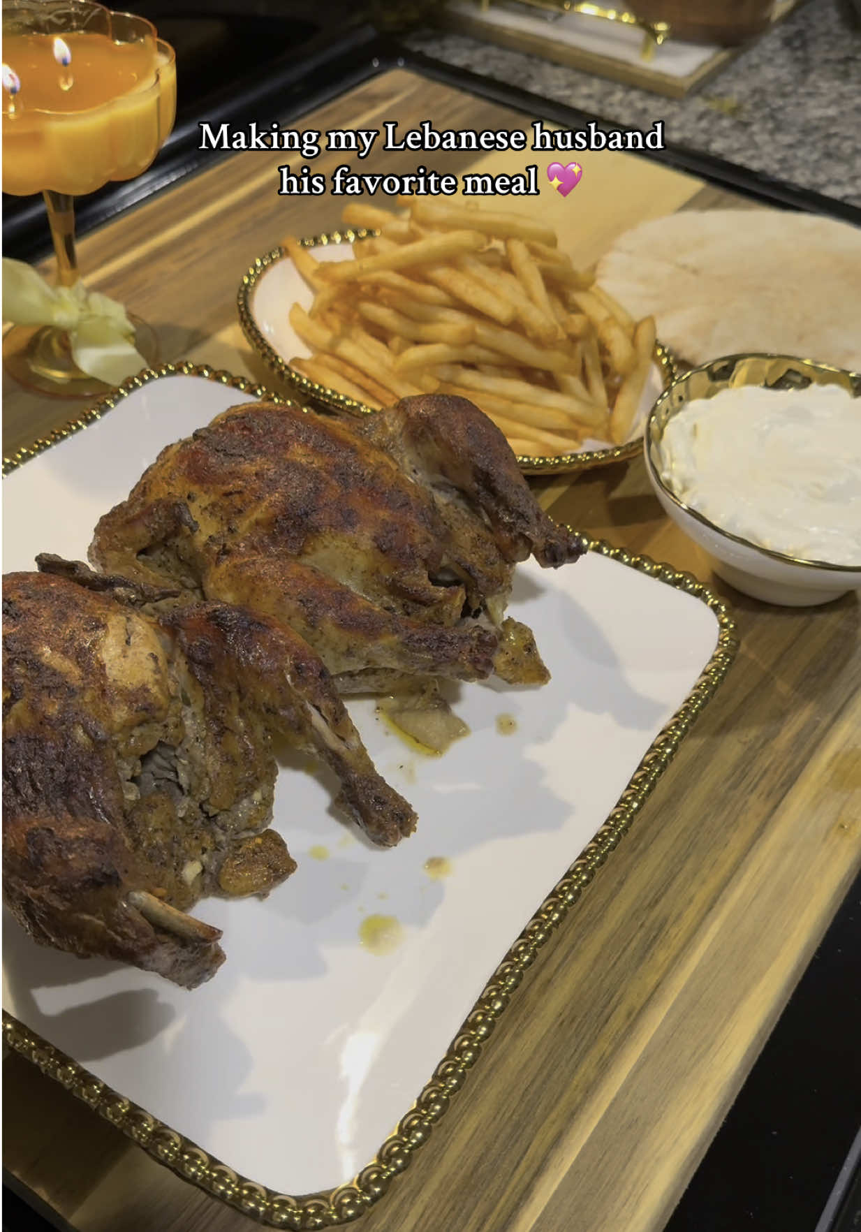 We have this at least once a week 🤤💖 baked Cornish hens, fries, and garlic sauce #chicken#Recipe#cornishhens#bakedchicken#garlicsauce#fries#lebanese#lebanesefood#DinnerIdeas#dinnerrecipe#chickenrecipe#ArabTikTok  