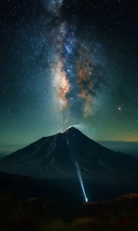 Di atas langit Jawa Tengah, Gunung Merbabu berdiri dengan megah, seperti puisi yang ditulis langsung oleh alam. Langkah kaki menyusuri jalur pendakian, membawa jiwa pada pelukan sunyi yang suci. Ketika kabut perlahan-lahan memudar, tersingkaplah keagungan Sabana 2—hamparan luas rerumputan yang menari bersama angin, hijau dan damai, membentang seolah tak bertepi. Di sanalah langit dan bumi saling menyapa dalam bisu. Kala malam turun perlahan, dan para bintang mulai membuka matanya, Gunung Merbabu berubah menjadi altar semesta. Milkyway membentang bagai sungai cahaya, mengalir pelan di atas kepala. Setiap bintang yang bersinar terasa seperti bisikan kecil dari jagat raya, mengajarkan tentang betapa kecilnya kita di hadapan kebesaran-Nya. Tak ada lampu kota. Hanya lentera jiwa dan sorot headlamp pendaki yang menari lembut di bawah langit malam. Dalam diam itu, Merbabu berbicara. Tentang rindu, tentang harap, tentang hidup yang terus berjalan walau dalam sunyi. #GunungMerbabu #Sabana2Merbabu #MilkywayIndonesia #PendakianIndonesia #WisataAlam #LangitMalam #PecintaAlam #ExploreJateng #GunungCantik #CintaGunung #LangitBertaburBintang #milkyway 