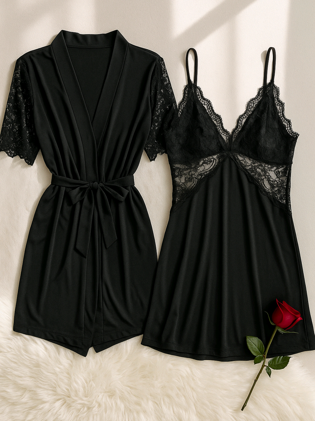 LUNA - One Set Baju Tidur Kimono Wanita Gaun Malam by Qigerie Lingerie Dewasa #bajutidur #bajutidurmurah #gajiansale #bajuharam #bajudinaspasutri #bisacod 