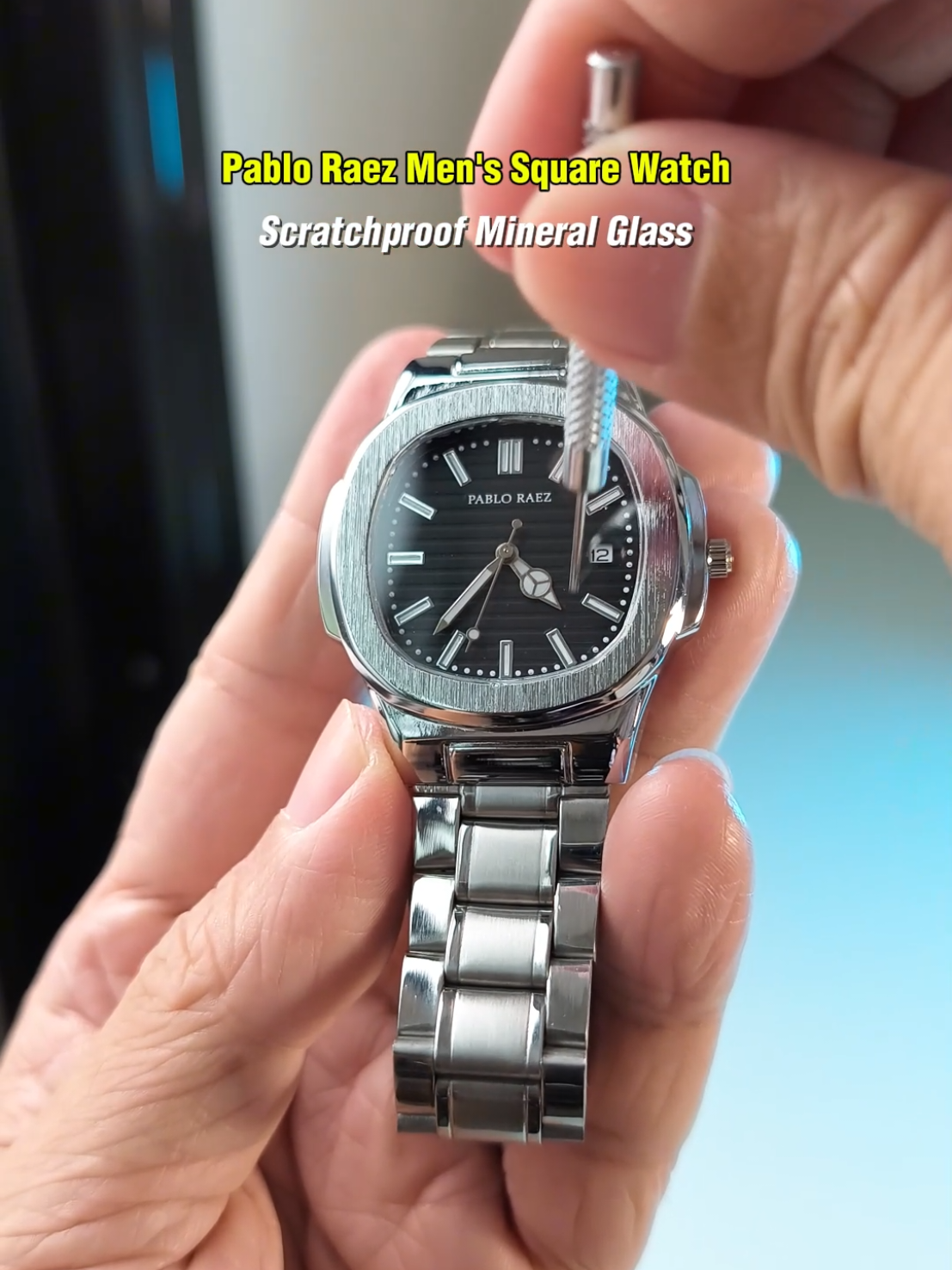 Luxury looks, presyong pambudget? Pablo Raez Square Watch mo na yan! #pabloraezwatch #menswatch #luxurylookforless #waterproofwatch #scratchproof #giftforhim #relo #stylegoals #ootdwatch 