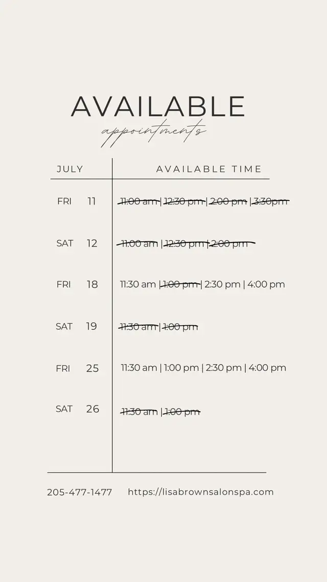 This month’s appointments are booking fast! Reserve your luxury facial experience today and treat yourself to the elevated self-care you’ve been waiting for. ✨ #LisaBrownSalonSpa #LushEsthetics 