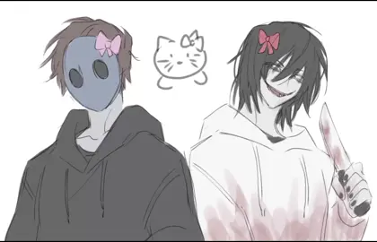 hé lô kít ty💅 #fanart #jeffthekillerxeyelesjack #jeffthekiller #eyelessjack #creepypasta #doodle #hellokitty 