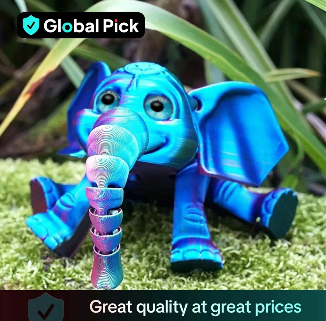 3d Printed Elephant Toy, 1 Count Cute Elephant Figurine, Multifunctional Cute Blue Green Collectible Figurines, Home Decor for Living Room, Bedroom, Office
