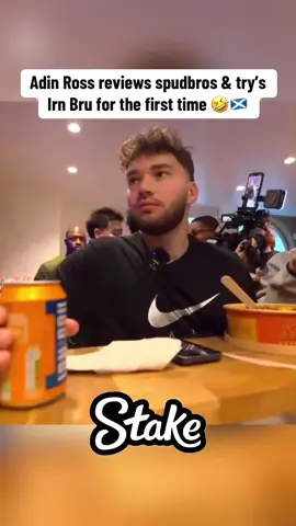 @adin reviews @spudbros in London & try’s irn bru for the first time 👀😅 #adinross #Scotland #scottish #irnbru #london #spudbros #spudbro #foryou #fyp #drake #wireless 