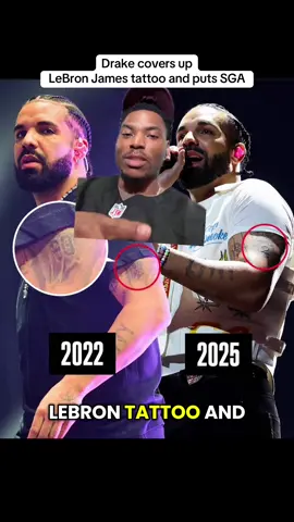 Drake covers up LeBron James tattoo and replace it with SGA#greenscreen #creatorsearchinsights  #drake, #lebron, #sports, #fyp, #viral #dga #celebritytattoos 