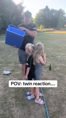 @icebucketchallenge twin reaction to ice bucket challenge!!! Fun at cricket and a well deserved cool down 😍😍😍