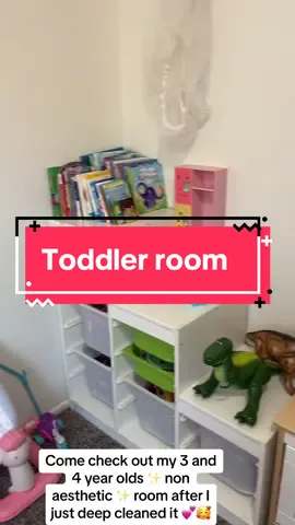 Lol this is for my two daughters we love a little of everything. 💕 #deepclean #RoomTour #girlmom #toddlerroom #toddlerroommakeover #toddlerroomideas #americangirl #bittybaby #dinosaurs #fisherprice #littletikes #step2 #fyp #organization #ikea #ikeatrofast 