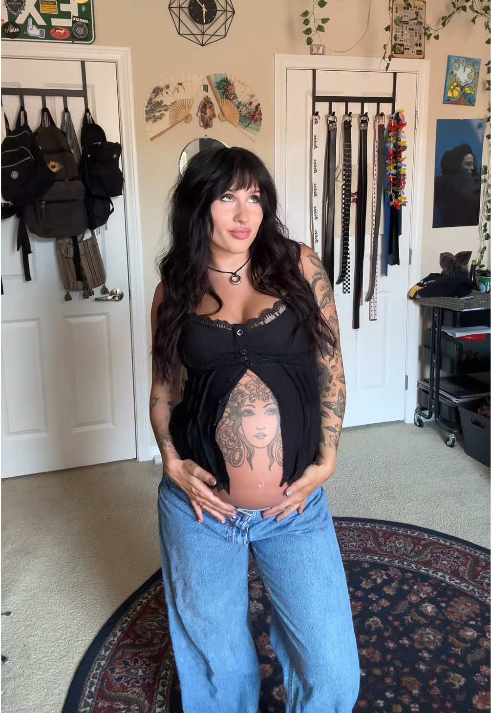 Sun’s out bump’s out🙂‍↕️🌞🖤✨35 weeks pregnant grwm! Clothes linked in bio🖤#pregnant #PregnancyStyle #amazonfashion #MaternityFashion #altfashion #maternity #PregnancyFitCheck #pregnancyoutfit #pregnancy #maternityoutfits #fashion #indie #altmaternity #ThirdTrimester #mommy #numetal #alt 