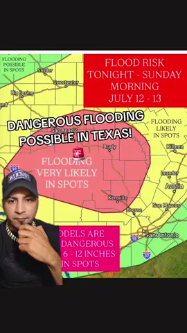 Stay away from the rivers in Texas! Another flash flood event is possible for these areas of Texas! KERVILLE is also in this threat! #flood #weather #breakingnews #news #foryou 