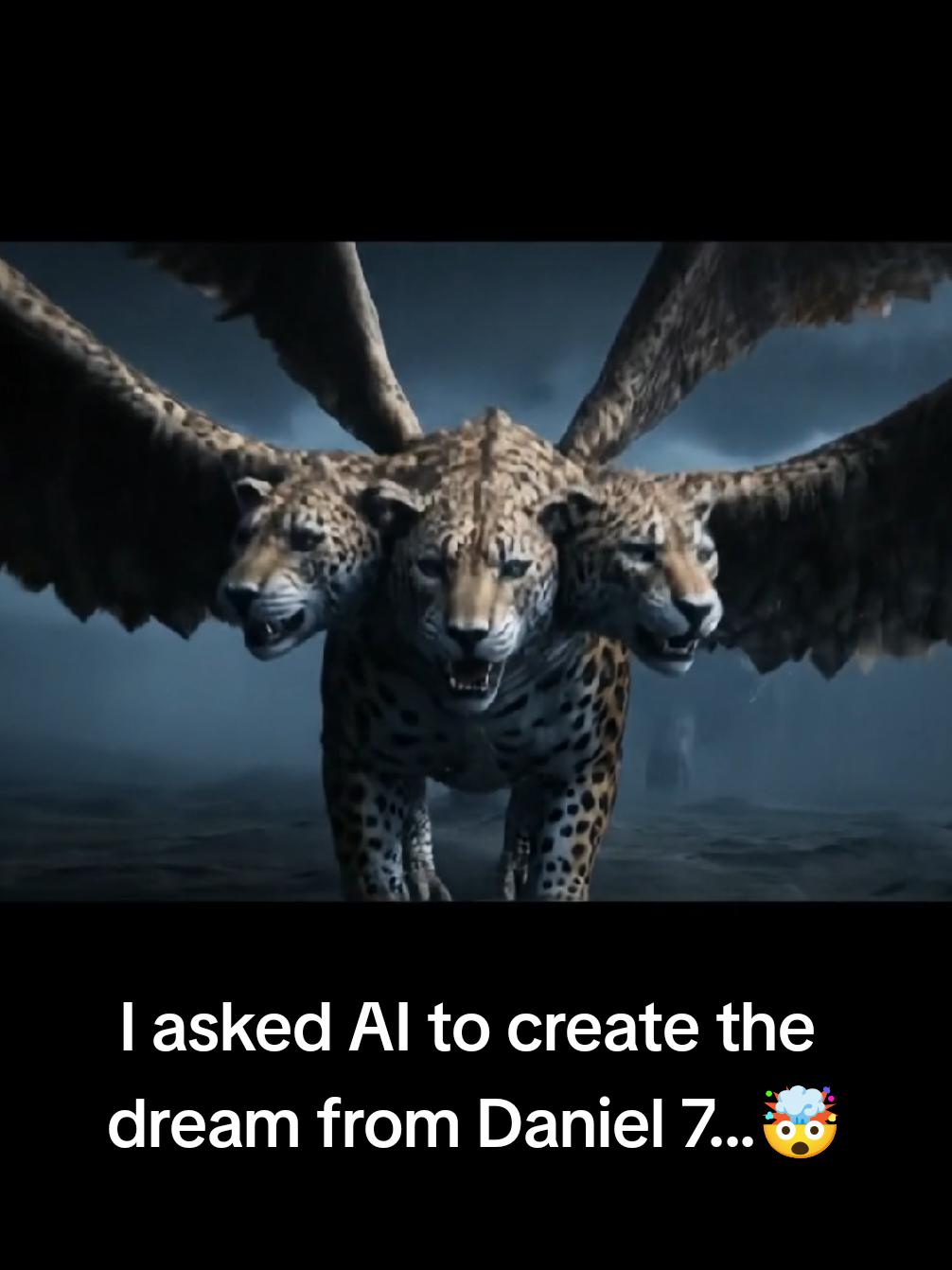 This is what an AI sees when reading about the four great beasts and the Son of Man from the prophecy in Daniel chapter 7. I was not prepared for how epic this would look. What do these symbols mean to you? Let me know in the comments! #Daniel7 #AIart #Bible #Prophecy #Epic #ChristianTikTok #Scary #VFX #DigitalArt #SonOfMan #Veo #FourBeasts