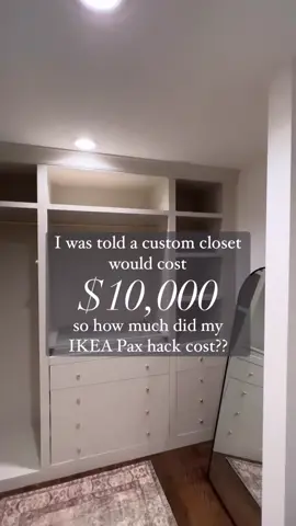 ✨ IKEA Pax Hack Budget Breakdown! ✨ The most frequently asked question… how much did the project actually cost?? I tallied everything up and spill the beans here. I was told a custom closet would be $10K… and my total came in under 20% of that. So, do you think this DIY was worth it?? Follow and tag a friend for more money saving DIYs! 😊 . . . #ikeapax #closetmakeover #customcloset #closetgoals #ikeapaxhack #ikeahack