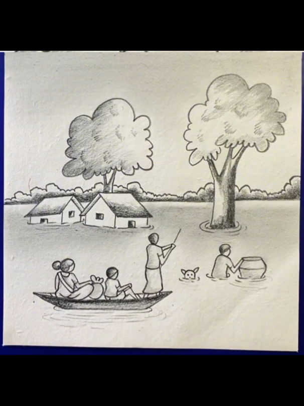 How to draw flood scenery #drawing#fyp #Foryou #Love#amazing #trendingsound #trendingsong #trendingvideo #trending #explore #new #viral #4thofjuly #july #loveislandseason7#new#flood#new#amazing 