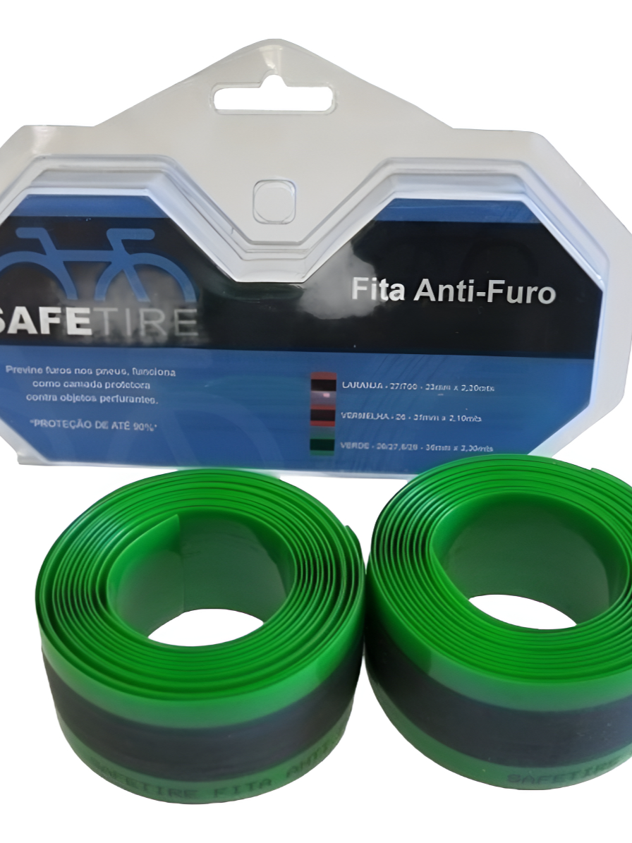FITAS ANTI FURO PARA PNEUS ARO 29/27.5/26 SAFETIRE 35MM (PAR) Descubra a solução definitiva para evitar furos indesejados durante suas pedaladas com a Fita Anti Furo Safetire. Projetada para ser instalada entre o pneu e a câmara, esta fita protetora oferece uma redução de até 90% nos furos, funcionando como uma barreira eficaz contra objetos perfurantes. Ideal para ciclistas que enfrentam trilhas com espinhos ou detritos, garantindo uma pedalada mais segura e tranquila. A Safetire é uma marca reconhecida por sua inovação e qualidade no mercado de acessórios para ciclismo. Com materiais de alta resistência, como poliuretano e polímeros, a fita é leve, pesando apenas 104 gramas cada, e possui medidas de 2,3 metros de comprimento e 35mm de largura, compatível com pneus aro 26, 27.5 e 29. Ah, e a entrega do Full é pra ontem! ESPECIFICAÇÕES TÉCNICAS: - Marca: Safetire - Modelo: 35mm - Material: Poliuretano e polímeros de alta resistência - Peso: 104 gramas cada fita - Medidas: 26/27.5/29 = 35mm = 2,3 metros - Tipo de remendo: Fita anti-furo - Medidas do remendo: 29 x 35mm - Embalagem do envio: Flyer FUNÇÕES E CARACTERÍSTICAS: - Proteção de até 90% contra furos - Instalação entre o pneu e a câmara - Não necessita de cola - Produto novo e original INSTRUÇÕES DE USO: 1. Retire a roda da sua bike e esvazie a câmara. 2. Retire a câmara de ar do pneu. 3. Instale a Fita Safetire entre a câmara e o pneu. 4. Aplique talco, se necessário, para facilitar a instalação. 5. Aplique a fita por dentro do pneu, sobrepondo as pontas. 6. Instale a câmara sem deixar dobrada. 7. Monte o pneu na roda e calibre-o conforme especificações do fabricante. 8. Certifique-se de que a fita esteja bem centralizada no pneu. 9. Mantenha o pneu sempre calibrado para maior segurança. ITENS INCLUSOS: - 1 Par de Fitas Anti Furo Com a Fita Anti Furo Safetire, você pedala com mais segurança e tranquilidade. Adquira já a sua e proteja seus pneus contra furos indesejados! #123tudo #bmx #bike