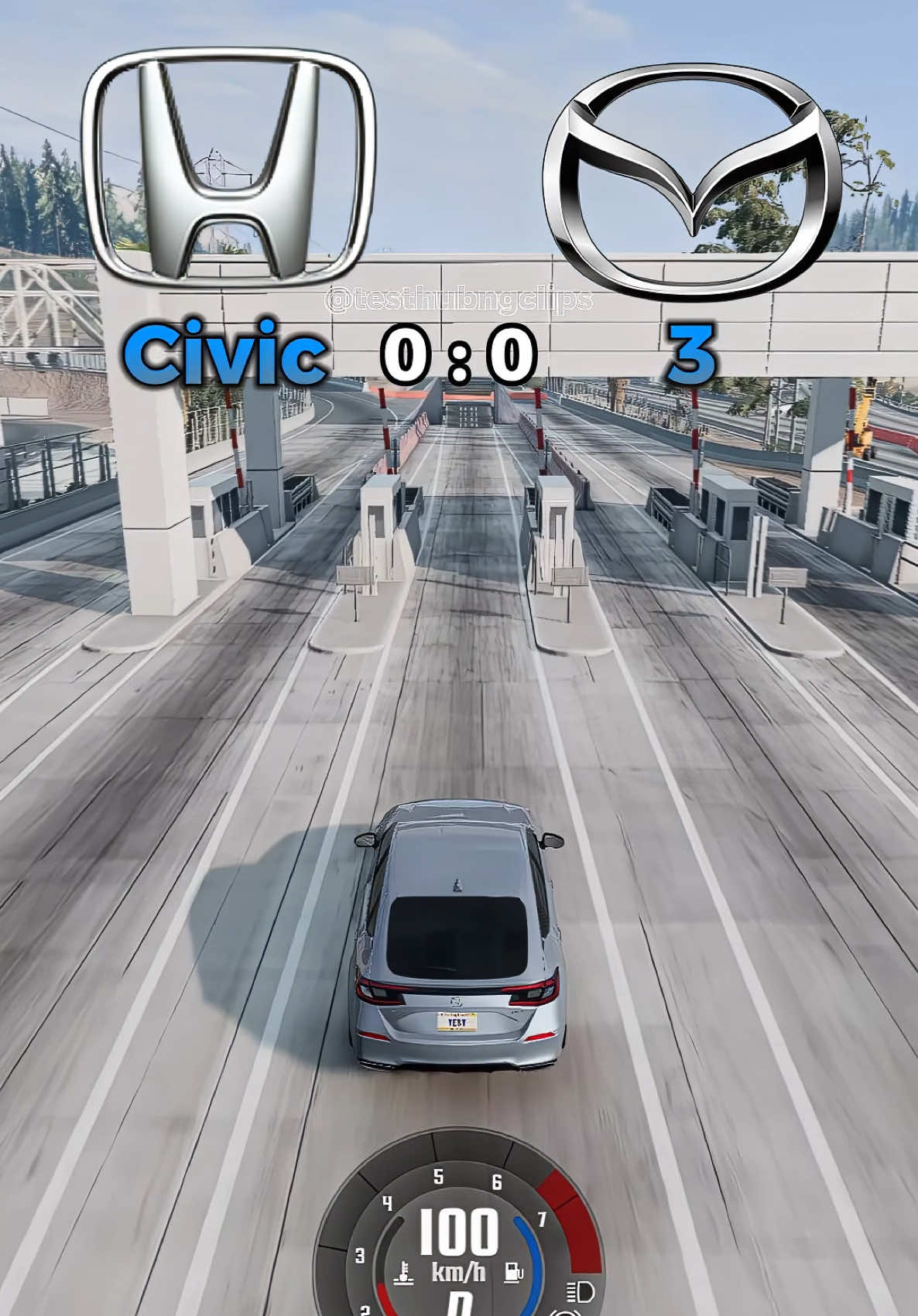 Honda Civic VS Mazda 3 #beamng #testhubng #beamngdrive #carcrash #gaming #fyp 