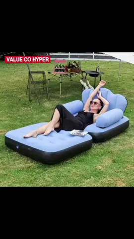 NOW: R449 Inflatable Folding Sofa Bed with Handy Handle! Ideal for both your cozy indoors and wild outdoors. Whether you need a couch for lounging or a bed for snoozing, this gem’s got you covered. Perfect for camping adventures or lounging poolside! Measurement: As a Sofa: 100cm x 98cm x 90cm As a Bed: 198cm x 98cm x 70cm Colors may vary Available at Value co Hyper in Cornubia Mall.  T's & C's Apply E & O.E