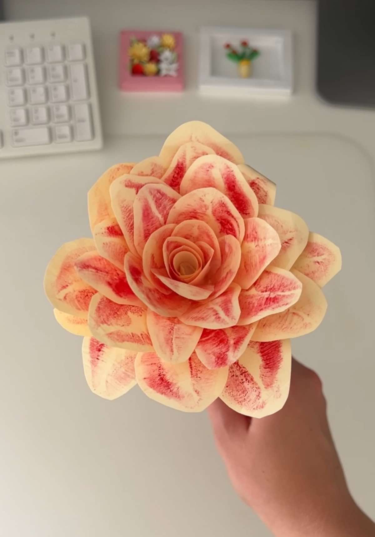 More than money could ever buy 🤍(DIY kiss rose tutorial)  #diygift #giftforhim #giftforher #paperflower #papercraft #giftforboyfriend #giftideas  (Paper flowers tutorial, paper rose, gift for boyfriend, gift for him, gift for her, cute and easy gift idea, free gift) 