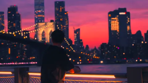 pov: the sun sets in new york city #cinematic #filmmaking #travel #sunset #Summer 
