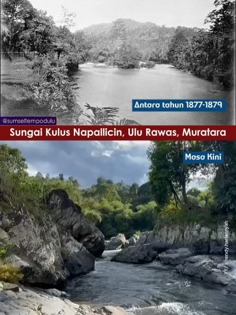 Sungai Kulus di desa Napal Licin, kecamatan Ulu Rawas kabupaten Musi Rawas Utara (Muratara) dipotret oleh D. D. (Daniël David) Veth antara tahun 1877-1879 selama ekspedisinya di Ulu Rawas. . Video masa kini dari akun tt/ @rendy.hariansyah . Temui kami di IG /sumseltempodulu