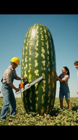 Gigantic Watermelons: China's Crazy Harvest! 🤯 Prepare to be amazed by the colossal watermelons from China! 🍉 Witness the incredible teamwork needed to carry these massive fruits and the epic moment a chainsaw is used to cut open an elongated giant. It's a blend of awe, humor, and surprising farming methods! What's the biggest fruit you've ever seen? Share in the comments! #Watermelon #GiantFruit #ChinaFarming