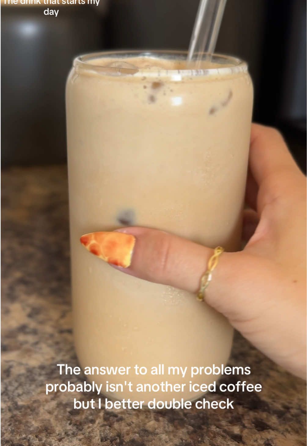 But at least it’s the drink that starts my day… 😌 . . . #problems #coffee #problemsolver #icedcoffee #thedrinkthatstartsmyday #fyp #fyp #trend #athomecoffee #DIY 