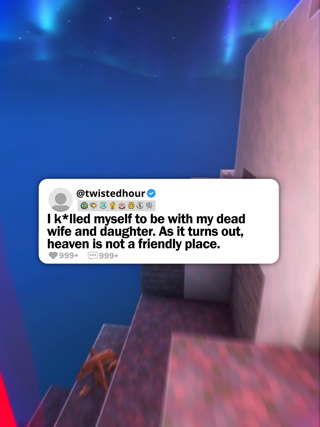 I klled myself to be with my dead wife and daughter. As it turns out, heaven is not a friendly place. #horrortok #minecraftparkour #horrorstory #paranormal #twistedhour #nosleep #scary